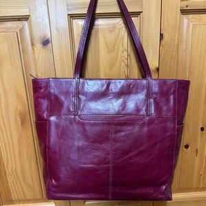 Burgundy, leather Hobo tote bag
